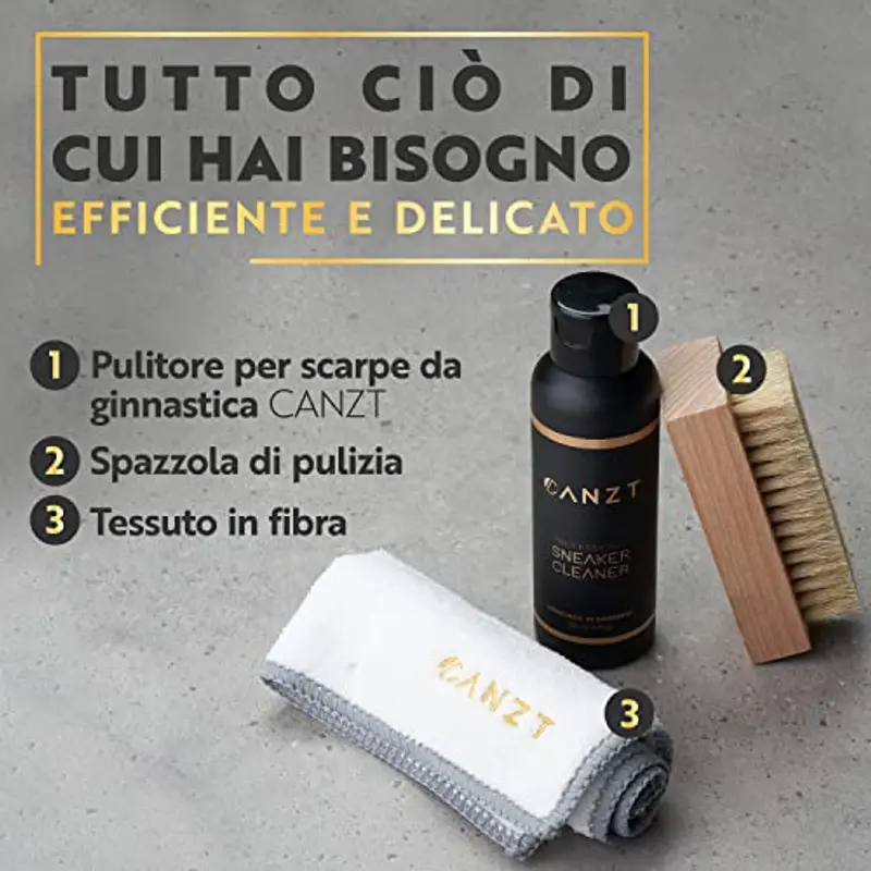 Canzt Kit Pulizia Scarpe – Pulisci Sneakers per Pelle, Nubuck, Camoscio e Tessuto – Detergente Scarpe Bianche con Spazzola & Panno in Microfibra miniatura 2