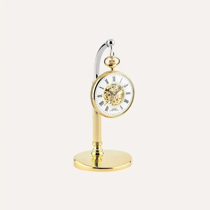 Set Orologio Meccanico da Tasca Capital in Metallo e Stand in Metallo