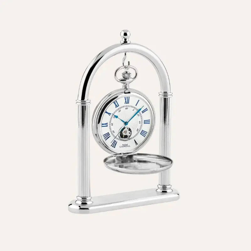 Set Orologio Meccanico da Tasca Capital in Metallo e Stand in Metallo