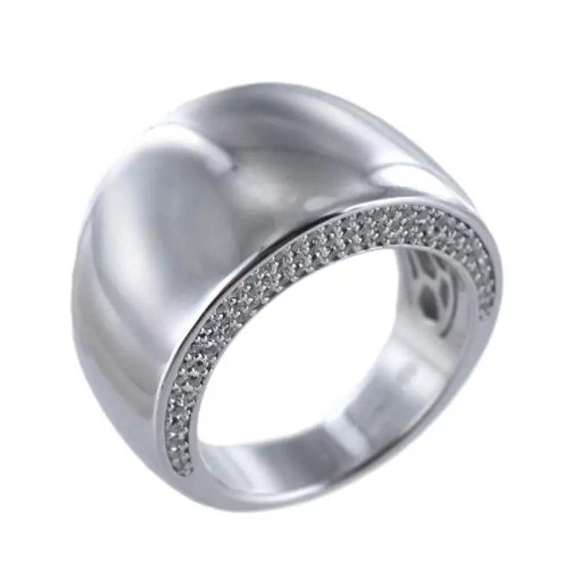 anello in argento a fascia con zirconi laterali