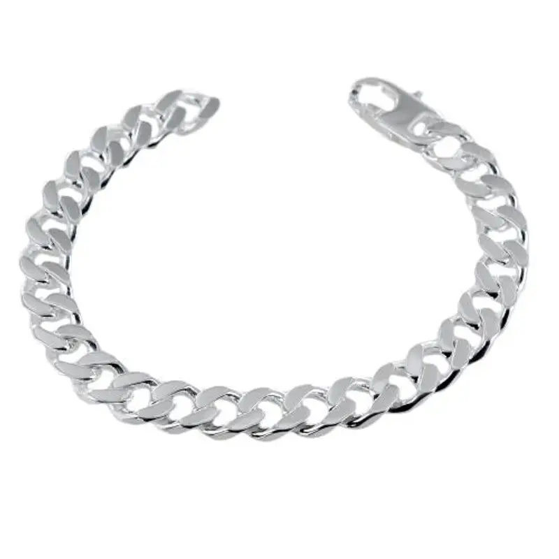 bracciale da uomo classico in argento maglia groumette quadrata