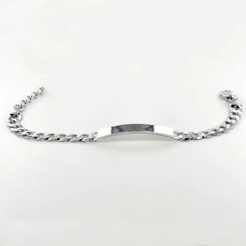bracciale in argento lucido con targhetta per incisione medium miniatura 2