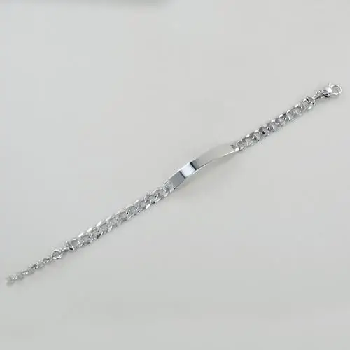bracciale in argento lucido con targhetta per incisione medium miniatura 3