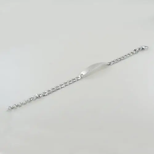 bracciale in argento lucido con targhetta per incisione medium miniatura 4
