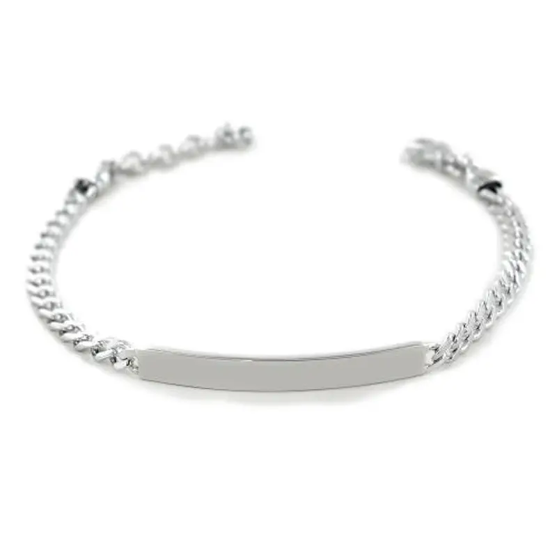 bracciale in argento lucido con targhetta per incisione small