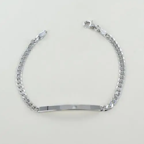 bracciale in argento lucido con targhetta per incisione small miniatura 3