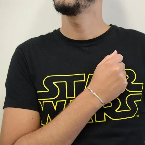 bracciale in argento lucido con targhetta per incisione small miniatura 5