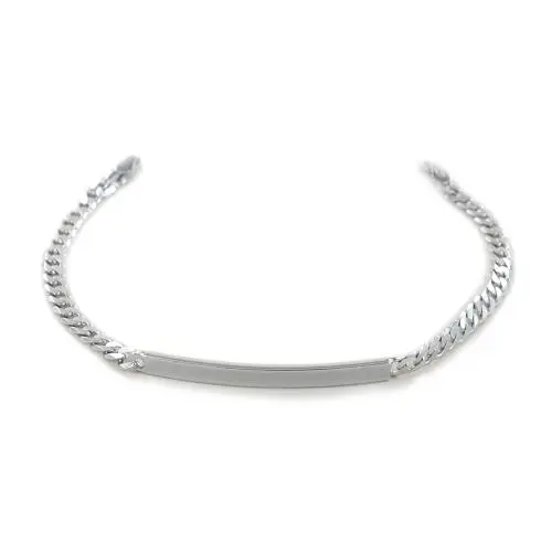 bracciale in argento lucido con targhetta per incisione small