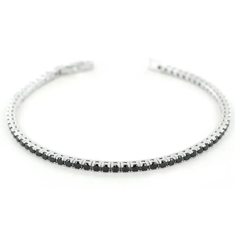 bracciale tennis da donna in argento con zirconi neri