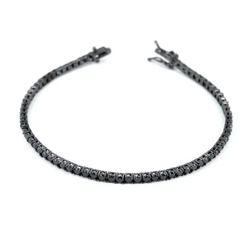 bracciale tennis da uomo in argento nero con zirconi neri
