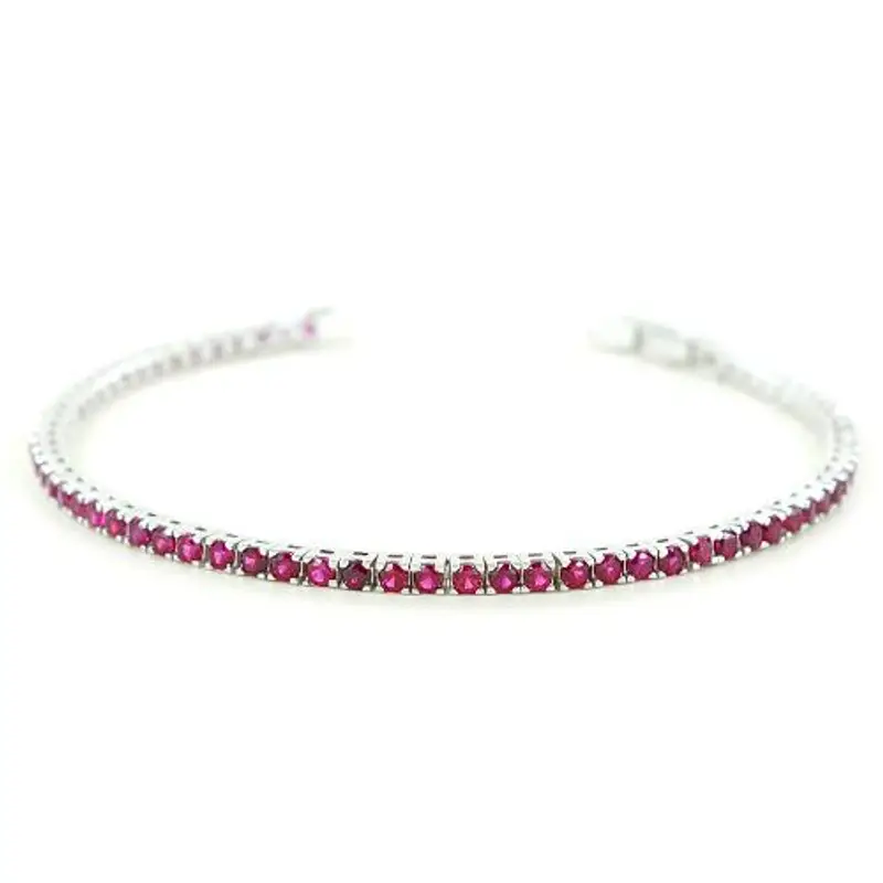 bracciale tennis in argento e zirconi rossi small 15-16 cm