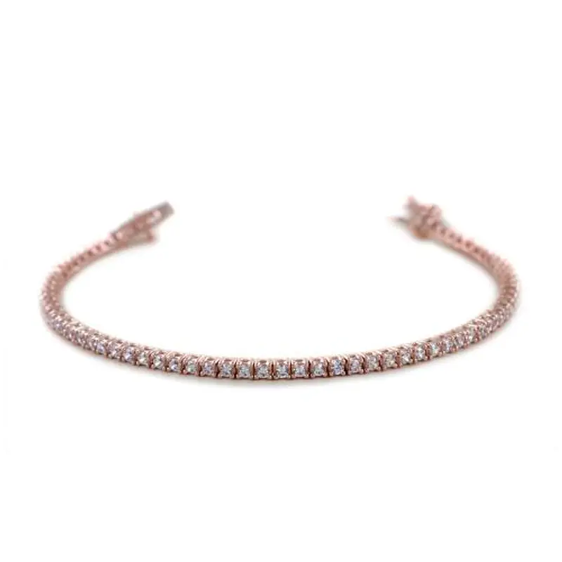 bracciale tennis in argento rosato e zirconi bianchi 20 cm - 2.40 mm