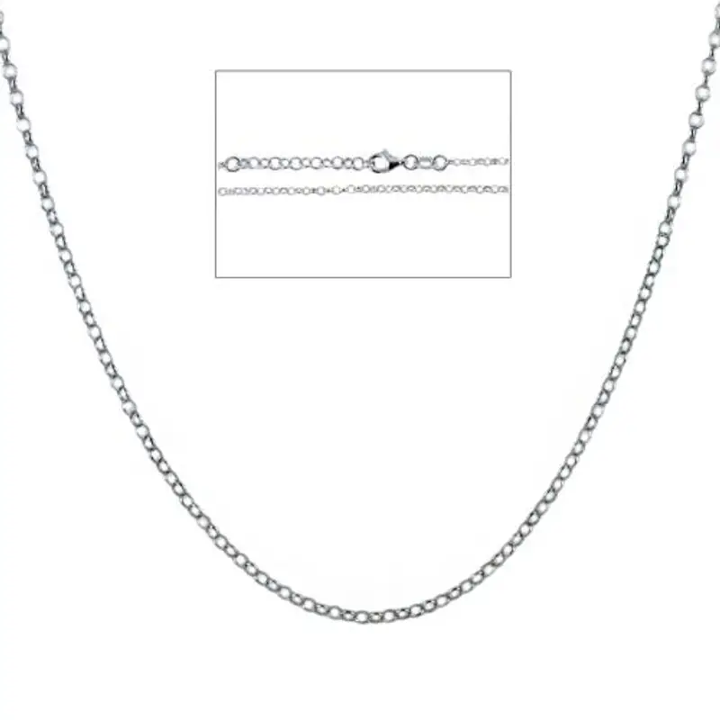 catena da donna in argento maglia rolo 50 cm finitura rodiata