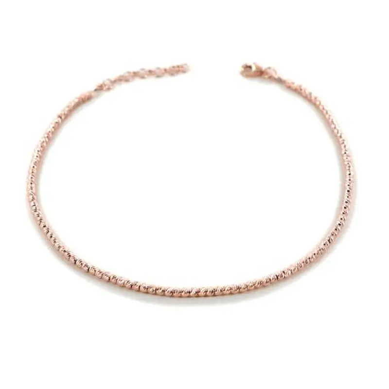 cavigliera in argento a sfere piccole rosa sfaccettate diamantate