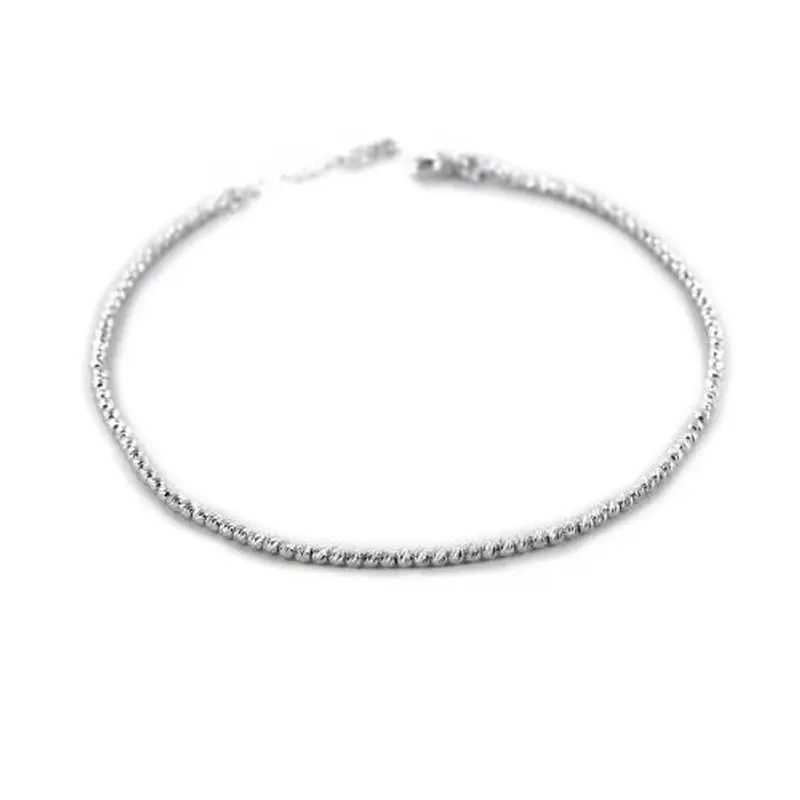 cavigliera in argento a sfere piccole sfaccettate diamantate