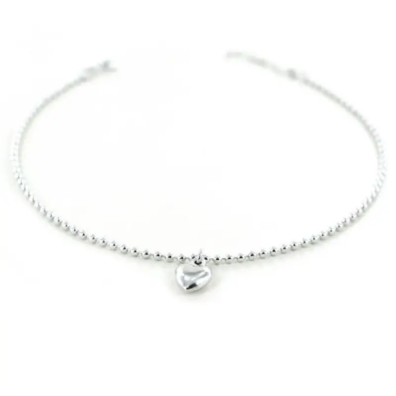 cavigliera in argento con ciondolo cuore