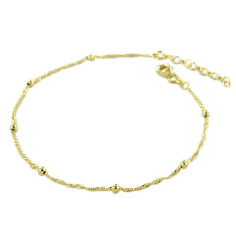 cavigliera in argento dorato con sfere catena luminosa