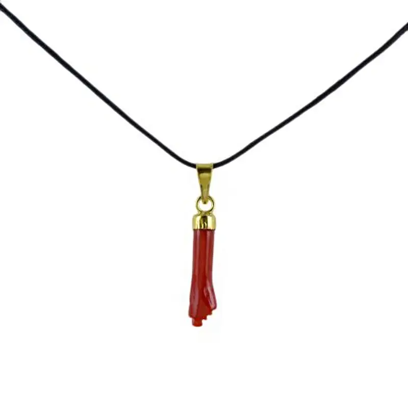 ciondolo mano pugno piccola portafortuna in argento giallo e corallo