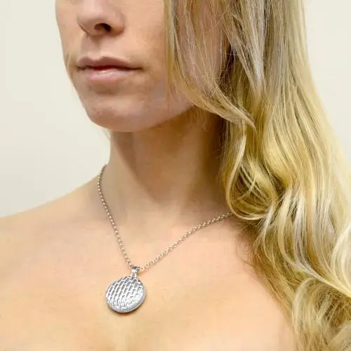 ciondolo portaricordi rotondo in argento portafoto miniatura 3