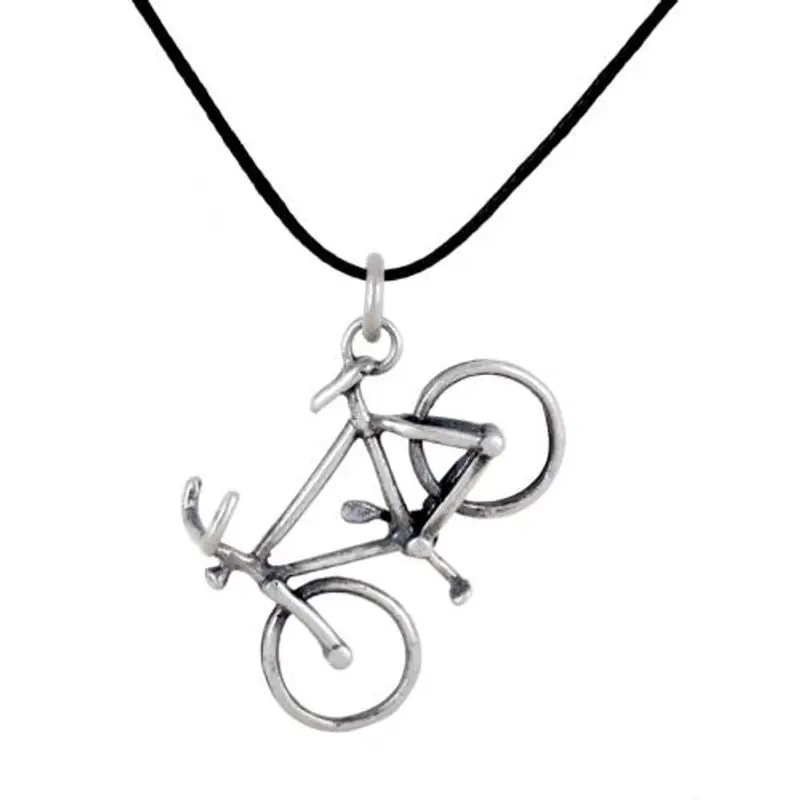 collana con ciondolo bici da strada in argento