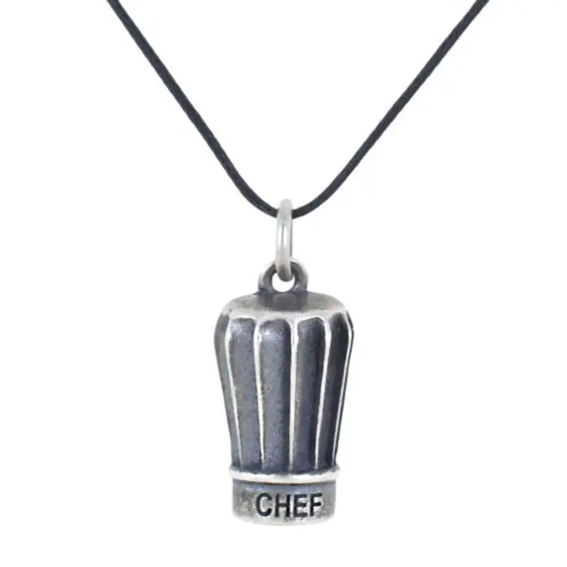 collana con ciondolo cappello da chef in argento - toque blance