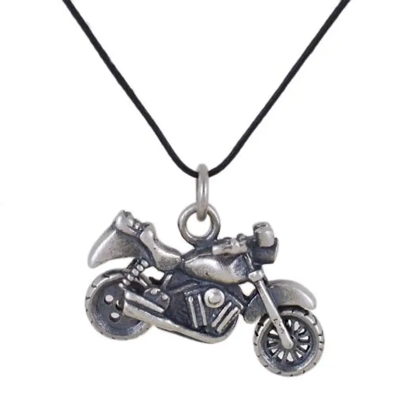 collana con ciondolo moto da strada in argento