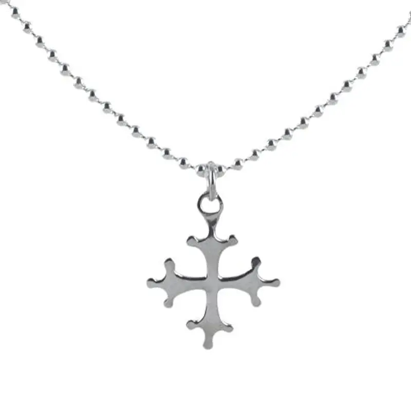 collana da 50 cm con ciondolo croce pisa grande in argento