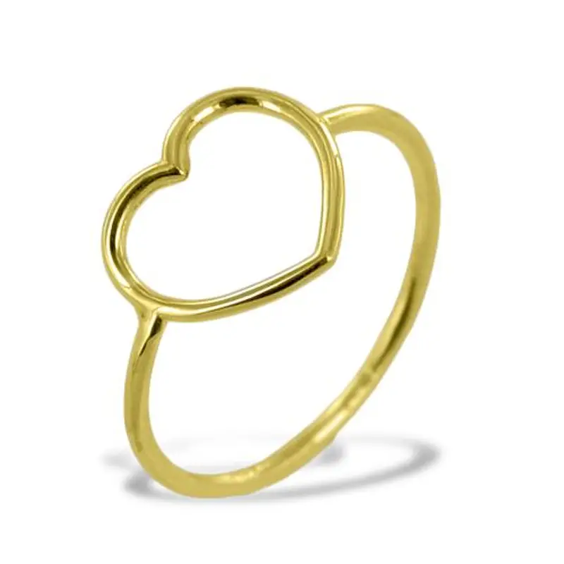 anello con cuore traforato in oro giallo minimal