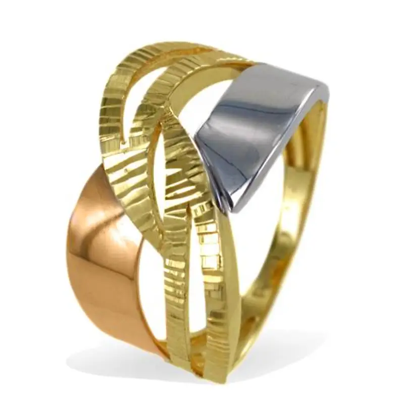 anello da donna tripla fascia oro giallo bianco e rosa
