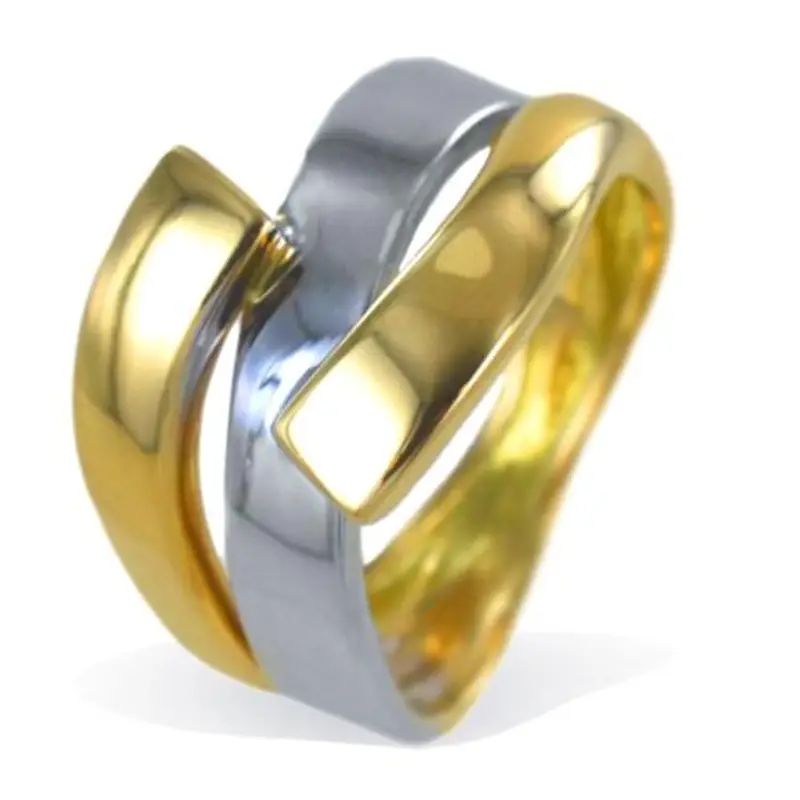 anello da donna tripla fascia oro giallo e bianco