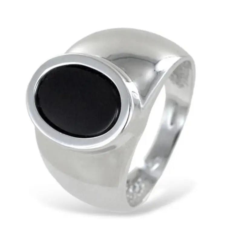 anello da uomo in oro bianco con onice