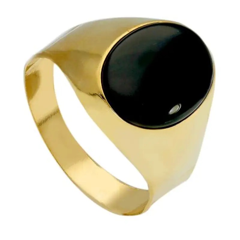 anello da uomo in oro giallo e onice