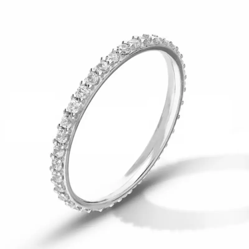 anello fede eternity in oro bianco con zirconi bianchi