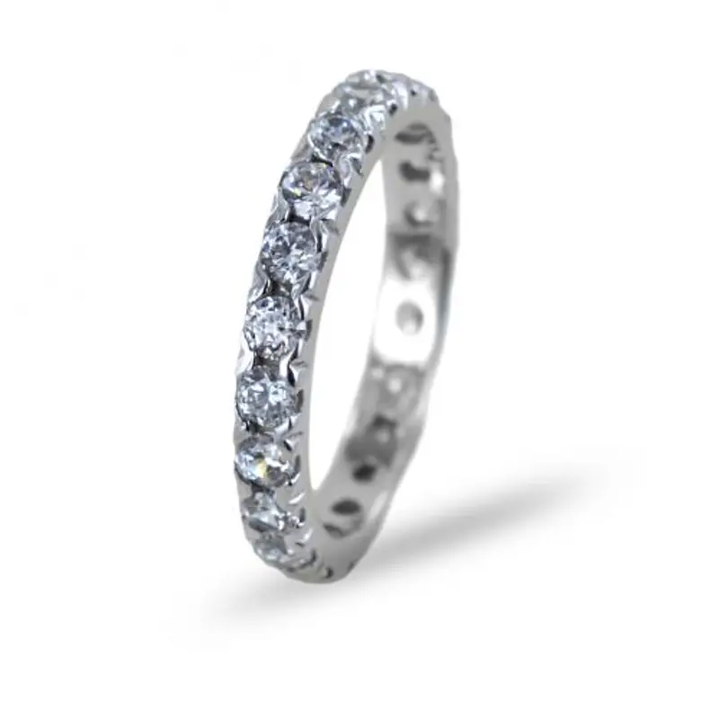 anello fede eternity in oro bianco con zirconi bianchi