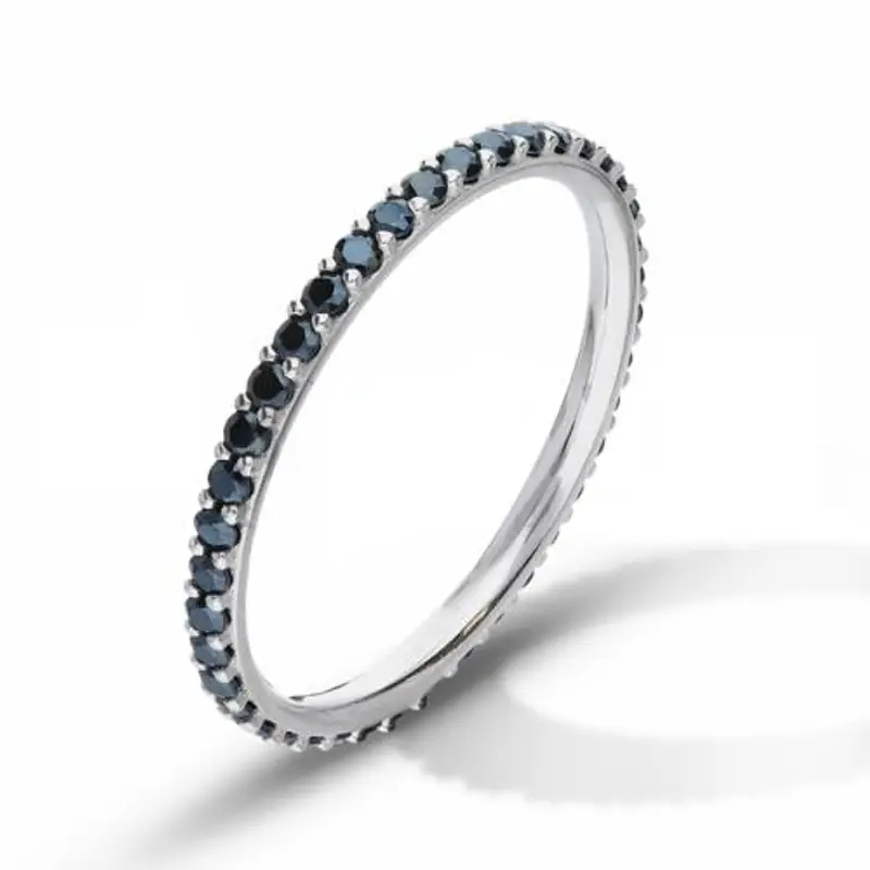 anello fede eternity in oro bianco con zirconi neri