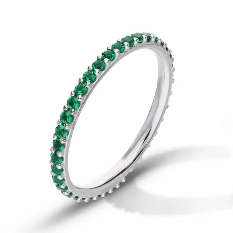 anello fede eternity in oro bianco con zirconi verdi