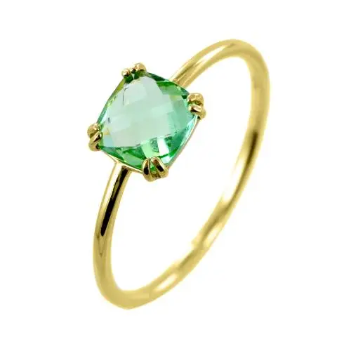 anello in oro con quarzo verde sfaccettato