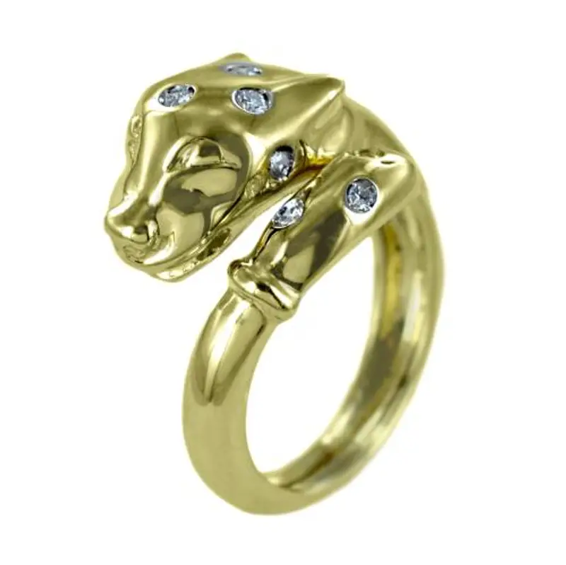 anello pantera in oro giallo con diamanti