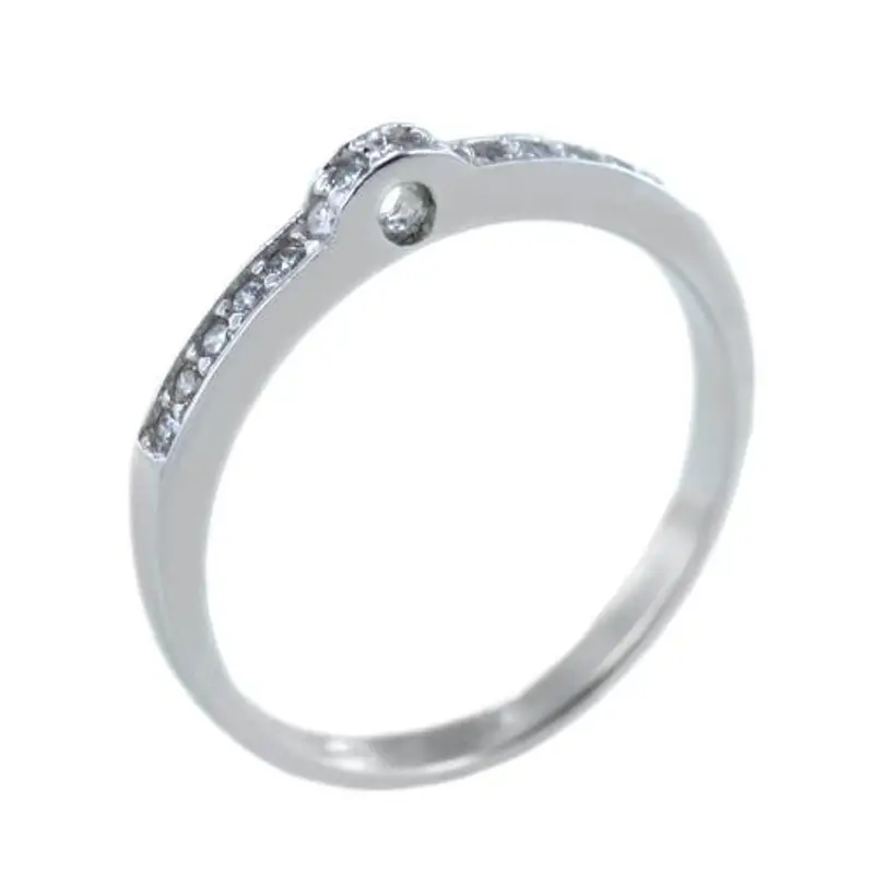 anello per charms in oro e zirconi sul gambo misura 15