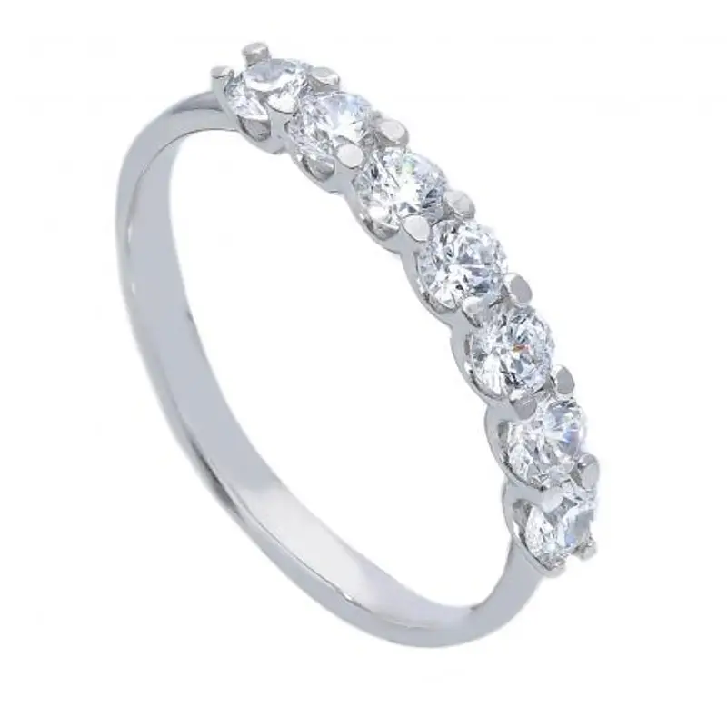 anello riviera con zirconi in oro bianco