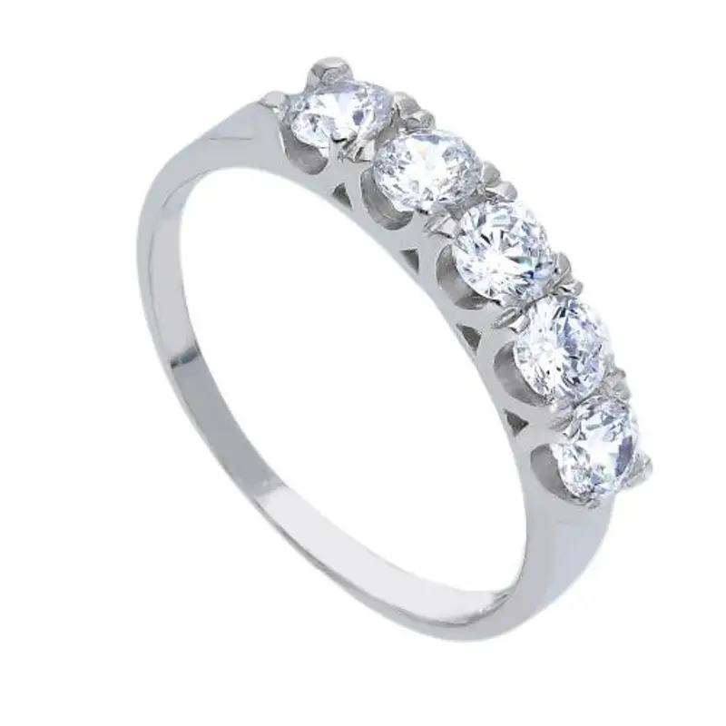 anello riviera con zirconi in oro bianco