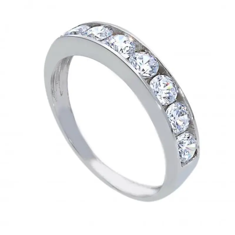 anello riviera con zirconi in oro bianco