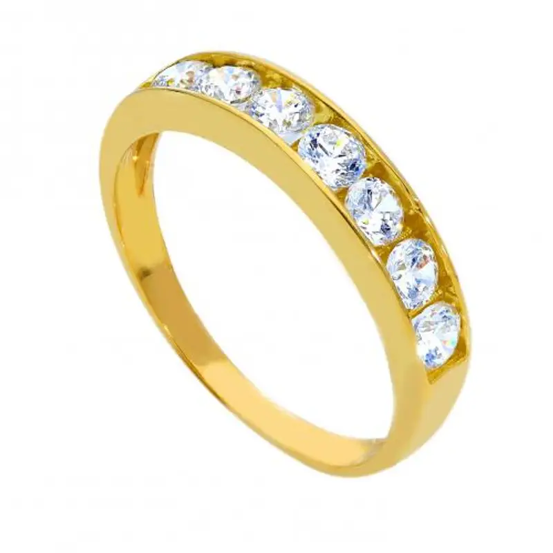 anello riviera con zirconi in oro giallo