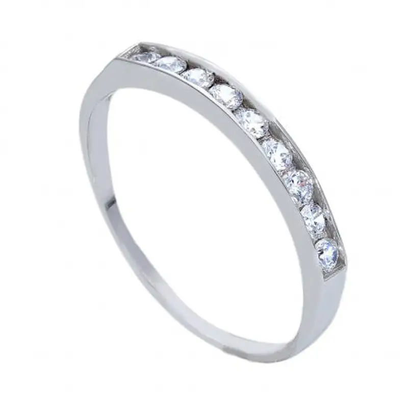 anello riviera grande con zirconi in oro bianco