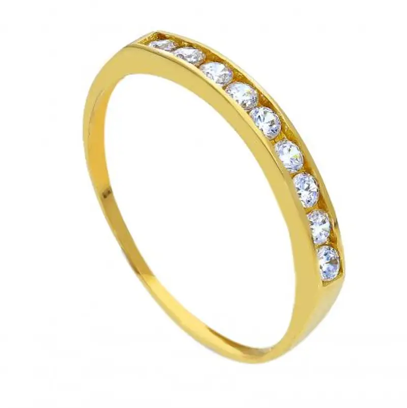 anello riviera grande con zirconi in oro giallo