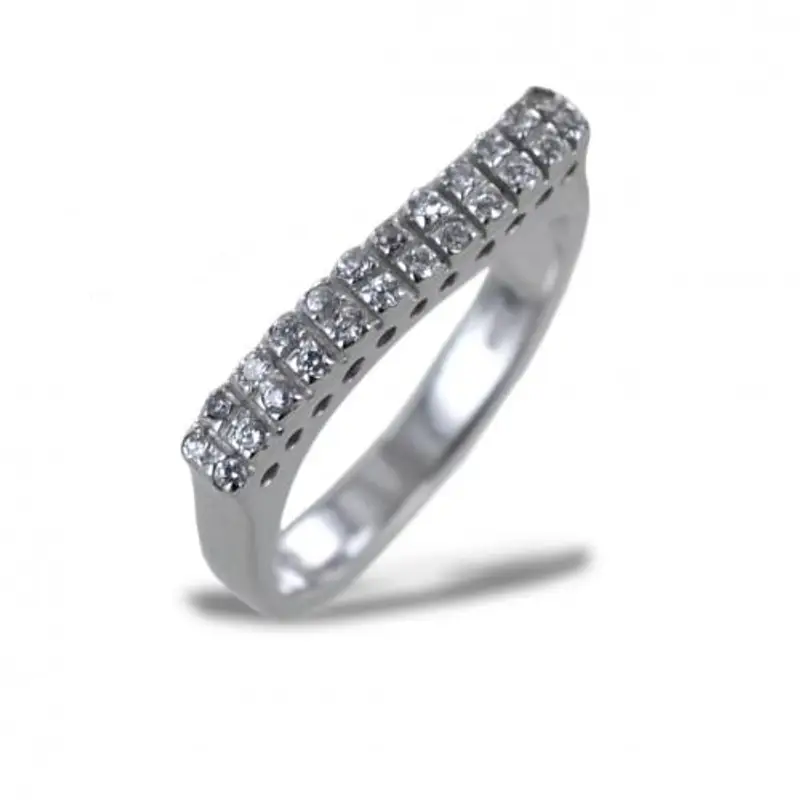 anello riviera in oro con doppia fila di zirconi