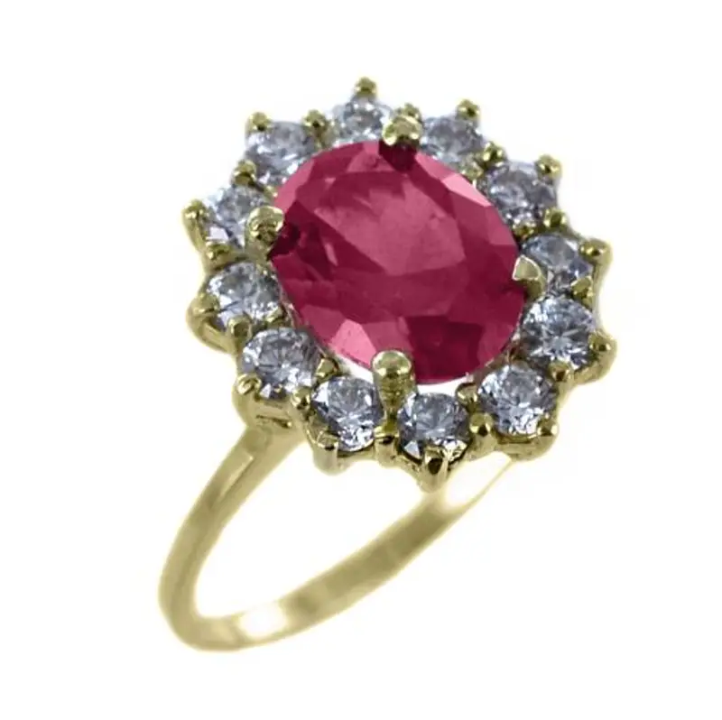 anello rosetta in oro giallo con zircone rosso