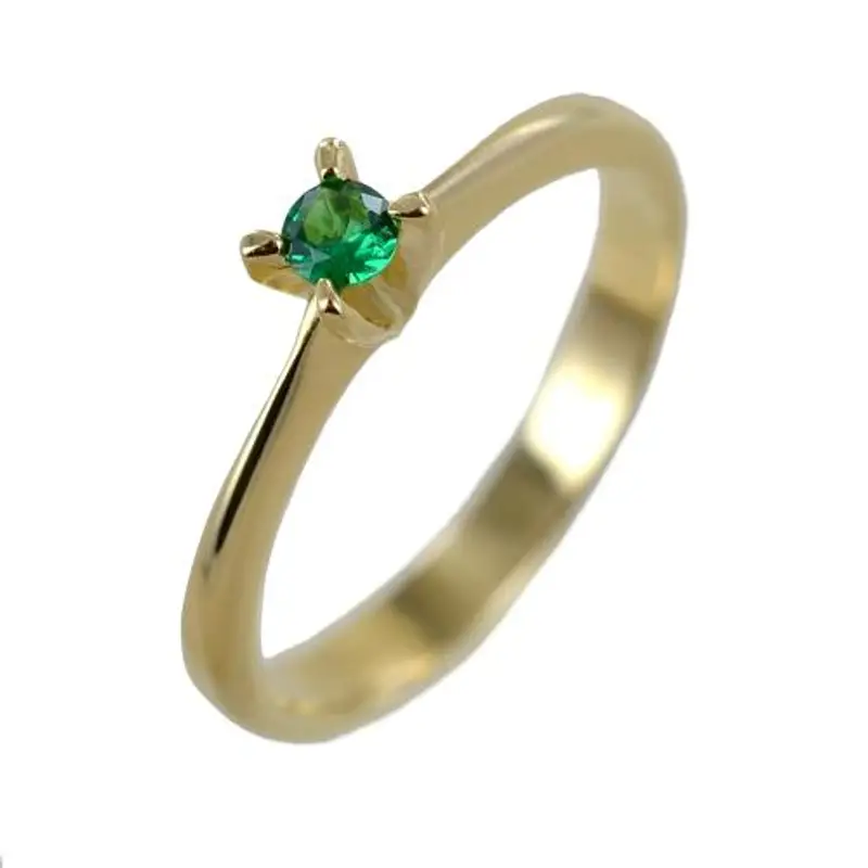 anello solitario con zircone verde in oro giallo