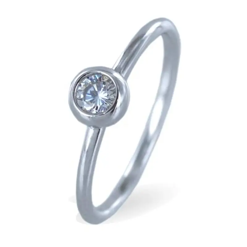 anello solitario in oro bianco con cipollina e zircone