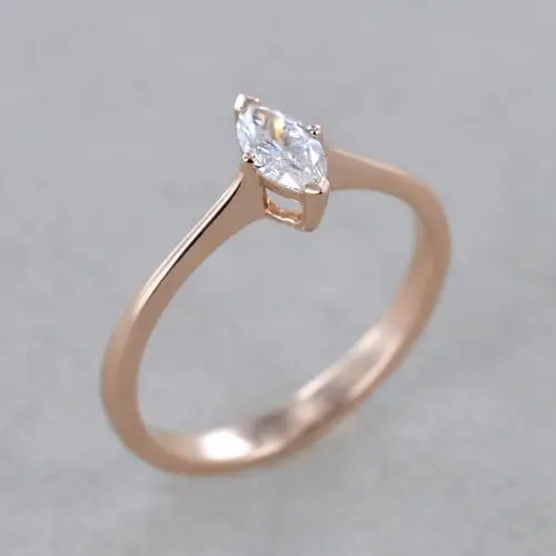 anello solitario oro rosa diamante taglio marquise miniatura 4